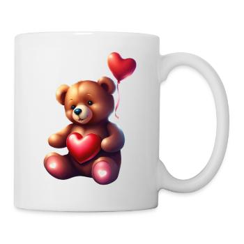 Adorable teddy bear holding a red heart - Mug - white - Right
