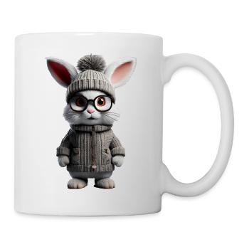 A cute little rabbit with a knitted vest - Mug - white - Right