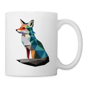 Polygon - Fuchs - Moderne Kunst Tier Design - Tasse - Weiß - Rechts