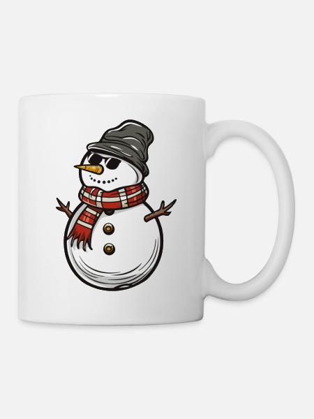 schneemann cool - Tasse - Weiß