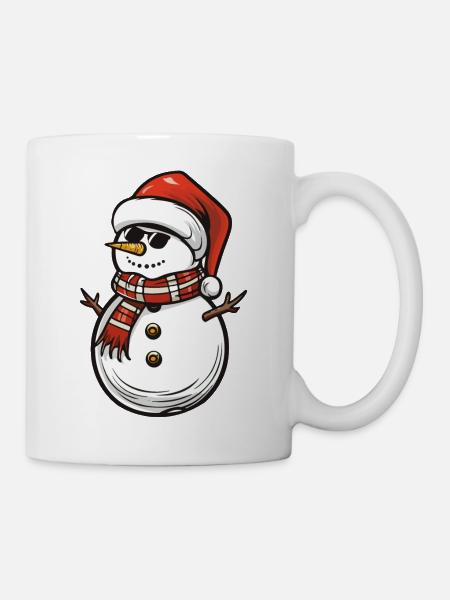 schneemann cool santa - Tasse - Weiß