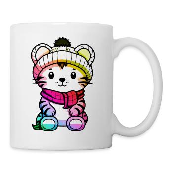 Tiger Winter Animal Colorful Comic - Mug - white - Right