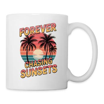 Sonnenuntergang - Palmen Urlaub - Tasse - Weiß - Rechts