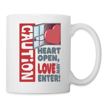 Heart open, love may enter (Valentine's Day) - Mug - white - Right