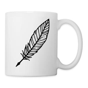 Feder Schreibfeder - Tasse - Weiß - Rechts