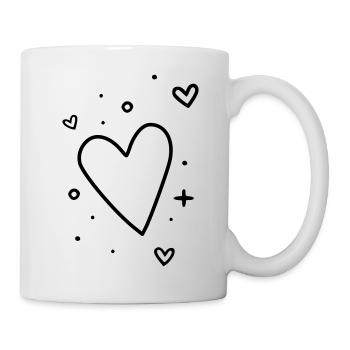 Großes Herz und kleine Herzen - Tasse - Weiß - Rechts