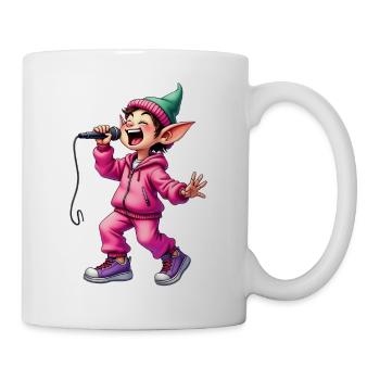Adorable Elfe Rappeur au Jogging Rose - Mug blanc - blanc - Droite