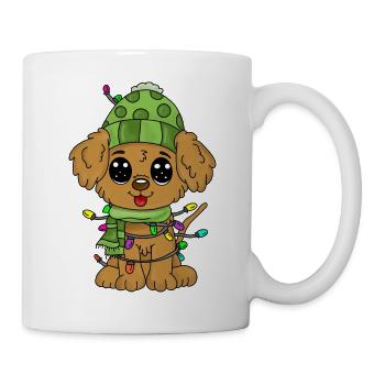 Dog with Christmas decorations - Mug - white - Right