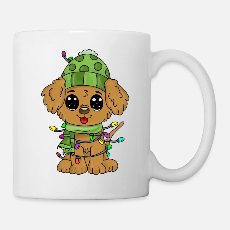 Dog with Christmas decorations - Mug - white