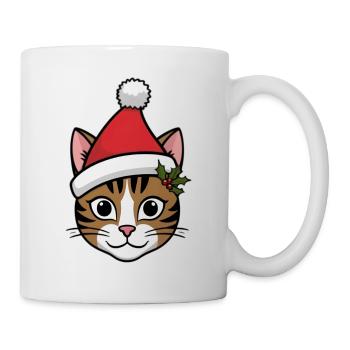 Chat Noël Père Noël Chapeau Chats - Mug blanc - blanc - Droite