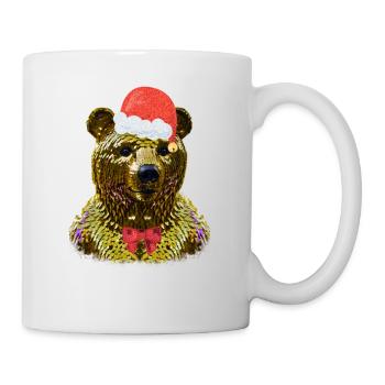 bear,golden bear,bear with sequins,christmas,go - Mug - white - Right