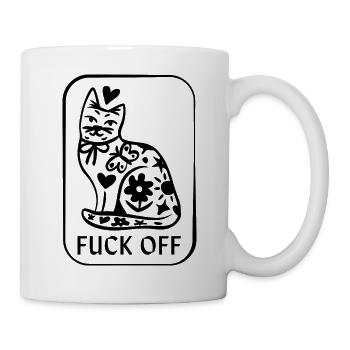 Cute Cat Fuck Off - Tasse - Weiß - Rechts