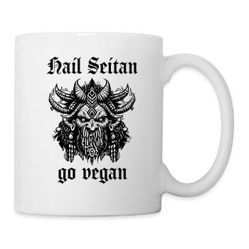 Hail Seitan - go vegan - Tasse - Weiß - Rechts