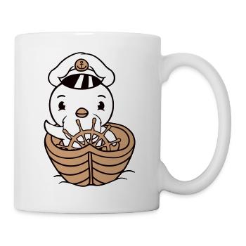 Kleine Vogel Ente Boot Kapitän Lustig Süß Niedlich - Tasse - Weiß - Rechts