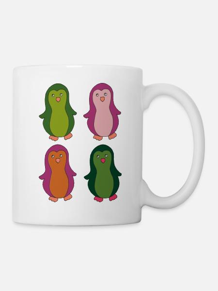 pinguine bunt - Tasse - Weiß