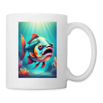 Seltsam aussehender gruseliger Fisch - Tasse - Weiß - Rechts