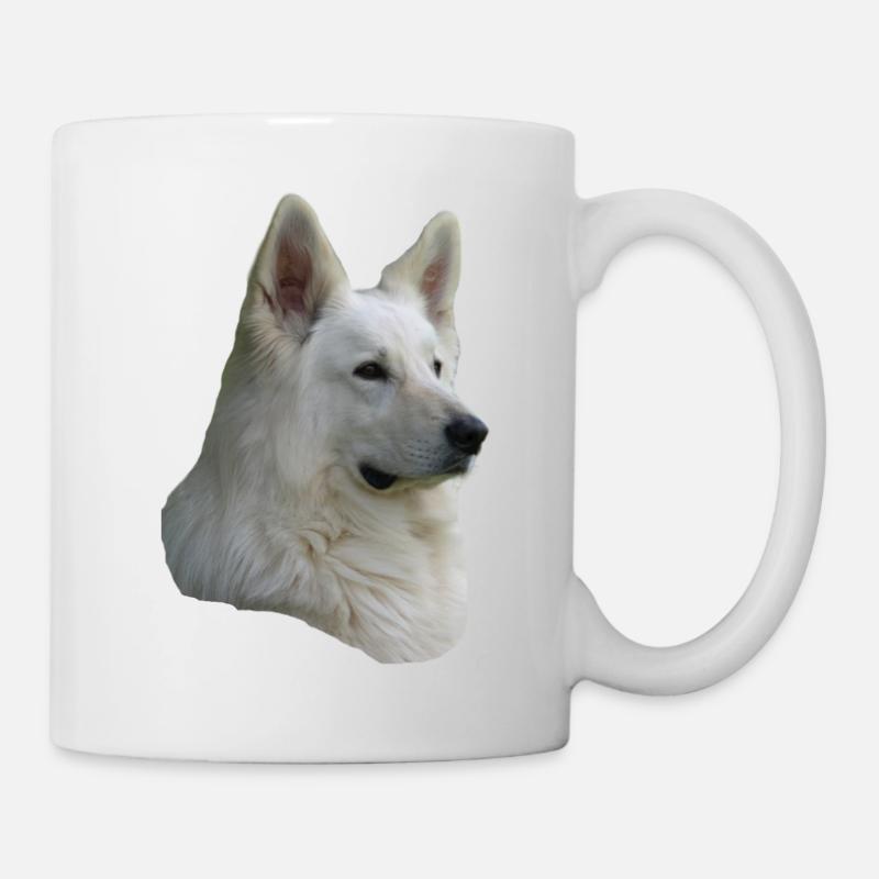 weisser Schäferhund Kopf - Tasse - Weiß