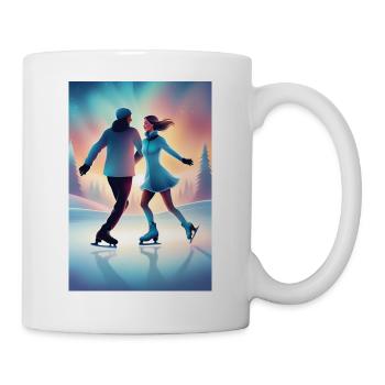 Sweet iceskating couple - Mug - white - Right