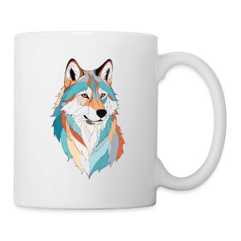 Wolf Vektor Kunst mit lebendiger Farbe Illustration - Tasse - Weiß - Rechts