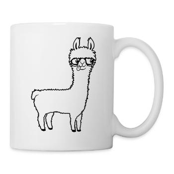 Llama Nerd Geek Horn-Rimmed Glasses Smart Funny Grimace - Mug - white - Right