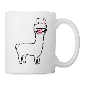Llama Nerd Geek Lunettes à monture de corne Smart Funny Grimace - Mug blanc - blanc - Droite