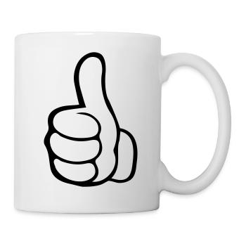 Pouce levé de la main - Mug blanc - blanc - Droite