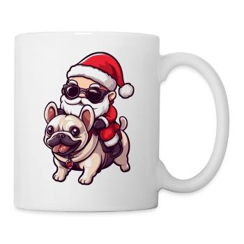 French Buldog Dog Santa Claus Cartoon - Mug - white - Right