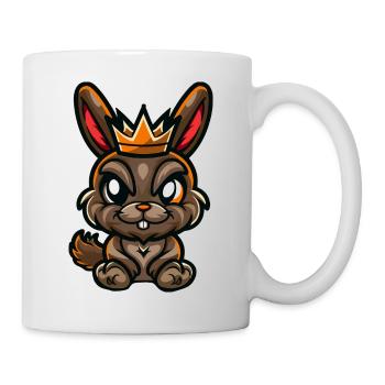 Hase Cartoon Krone - Tasse - Weiß - Rechts