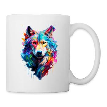 Loup peint - Mug blanc - blanc - Droite