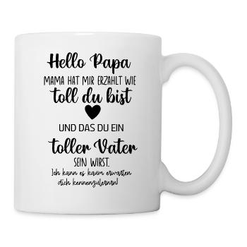 Papa Papi Vater Tochter Sohn Vatertag Männer Shirt - Tasse - Weiß - Rechts