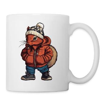 écureuil drôle hiver - Mug blanc - blanc - Droite