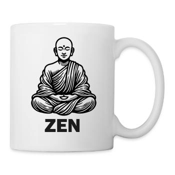 Moine assis en méditation - ZEN Design - Mug blanc - blanc - Droite