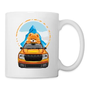 Lustiger Pommersche Hund, der in einem Pickup reist - Tasse - Weiß - Rechts