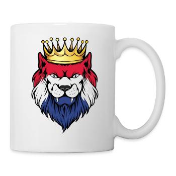 Cartoon Löwe in holländischen Farben - Tasse - Weiß - Rechts