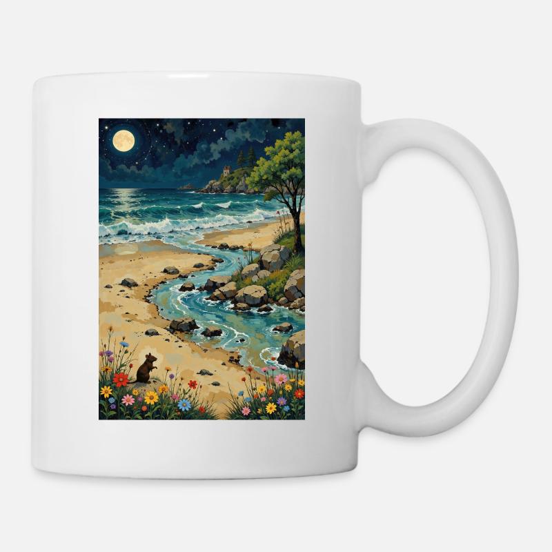 Schöne Landschaftsmalerei mit Maus - Tasse - Weiß