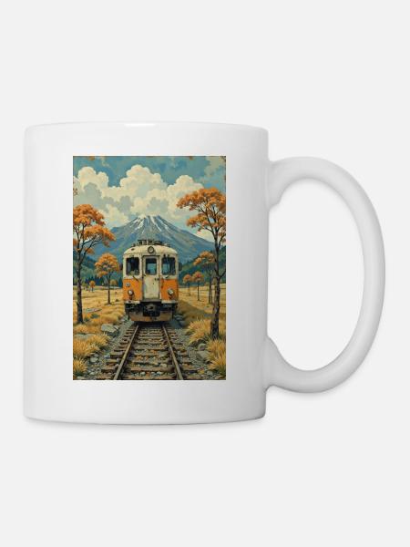 Retro Zug Bild - Tasse - Weiß