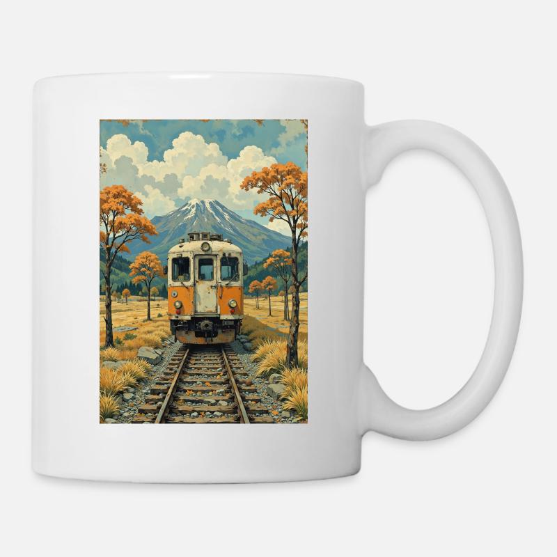 Retro Zug Bild - Tasse - Weiß