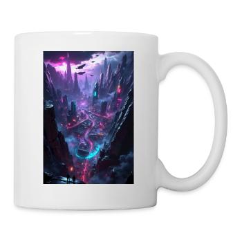 Une ville dans la vallée cyberpunk - Mug blanc - blanc - Droite