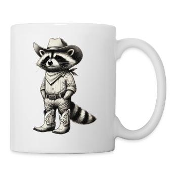 Cowboy Raccoon Western Vintage Drawing - Mug - white - Right