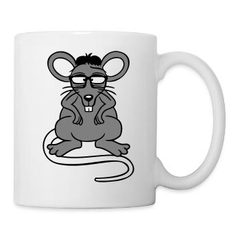 Maus Nerd Geek Hornbrille Schlau Intelligent Freak - Tasse - Weiß - Rechts