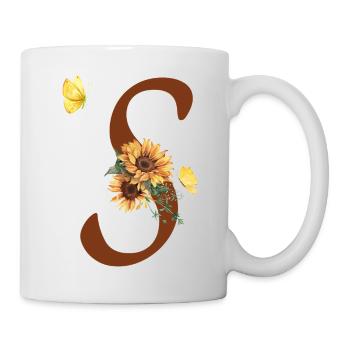 Letter s sunflower butterfly - Mug - white - Right