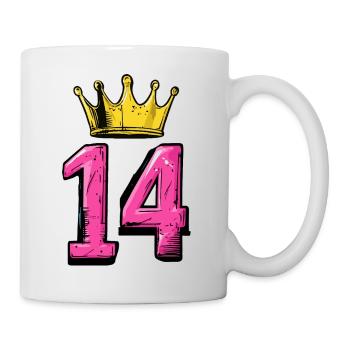 14 Zahl Krone - Tasse - Weiß - Rechts