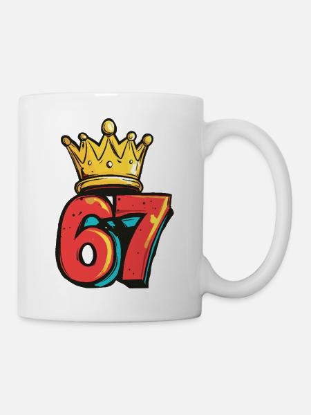 67 Zahl Krone - Tasse - Weiß