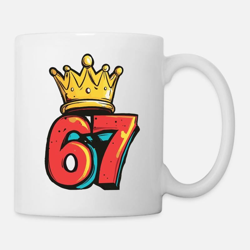 67 Zahl Krone - Tasse - Weiß