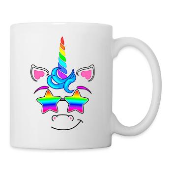 Licorne drôle avec des lunettes de soleil arc-en-ciel coloré - Mug blanc - blanc - Droite