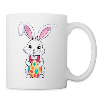 Osterhase mit Ostereiern - Tasse - Weiß - Rechts
