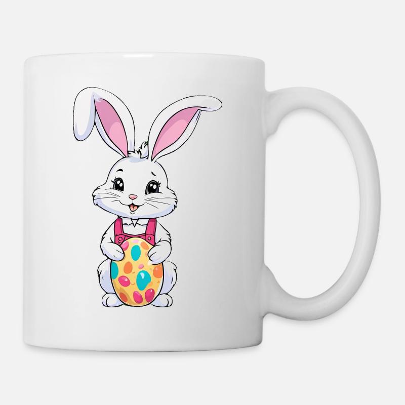 Lapin de Pâques avec des œufs de Pâques - Mug blanc - blanc