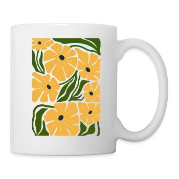 Butterblumen-Muster – Handgezeichnete florale Illu - Tasse - Weiß - Rechts
