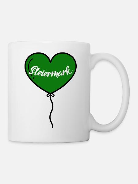 Steiermark Herz Luftballon - Tasse - Weiß