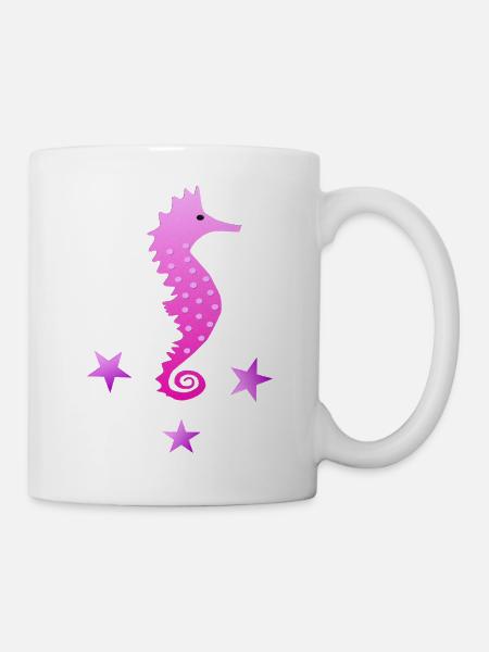 rosa Seepferdchen Wasserratte Schwimmabzeichen - Tasse - Weiß